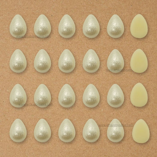 Cream Textured Teardrop Pearl Pearl Beads | Qty : 500g | PPB57
