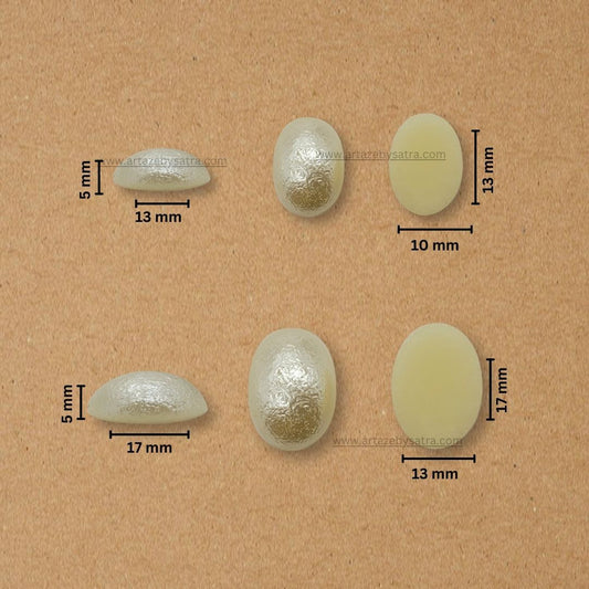 Cream Textured Oval Pearl Beads | Qty : 500g | PPB56