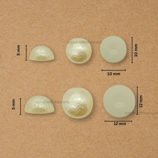 Cream Textured Half-Round Pearl Beads | Size : 10mm | Qty : 500g | PPB54