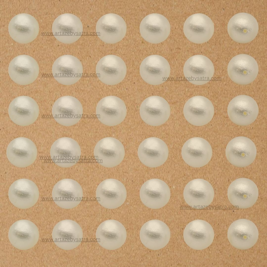 Crush Shiny Finish Cream Round Plastic Pearl Beads | 2 Hole Beads | Qty : 500g | PPB03