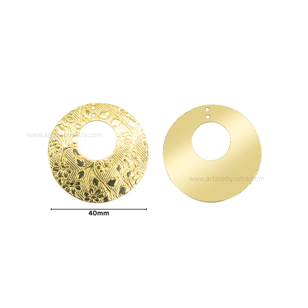 2 Loop Round Floral Shiny Finish Metal Art | Size : 40mm | Qty : 100g | MF10