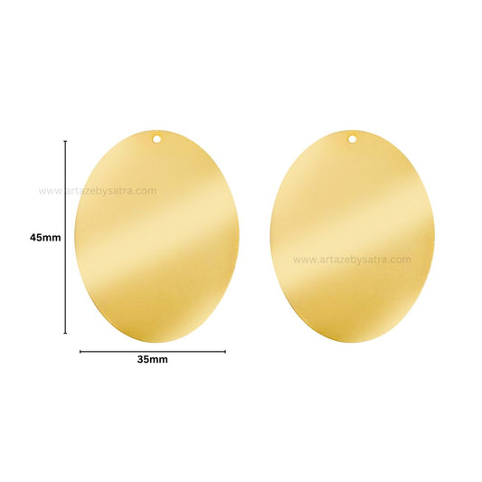 1 Loop Oval Plain Matt Finish Metal Art | Size : 45mm | Qty : 100g | MF11