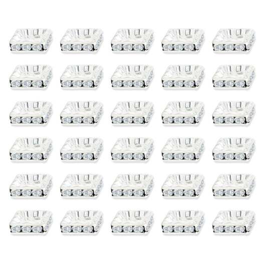 Rhinestone Square Spacer Beads | Size : 10mm | 25pcs | DB01