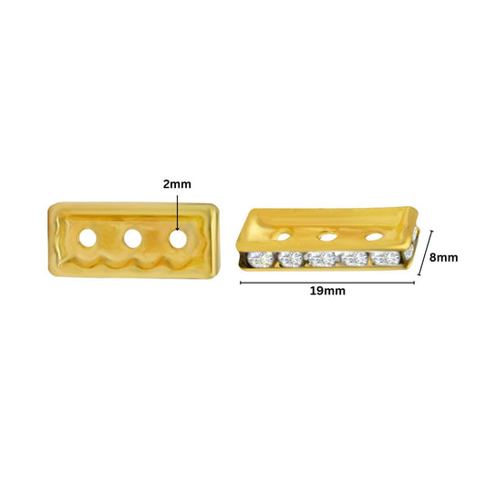 Rectangle 3 Hole Crystal Spacer Bar Link Connectors | Qty : 25pcs | BF113