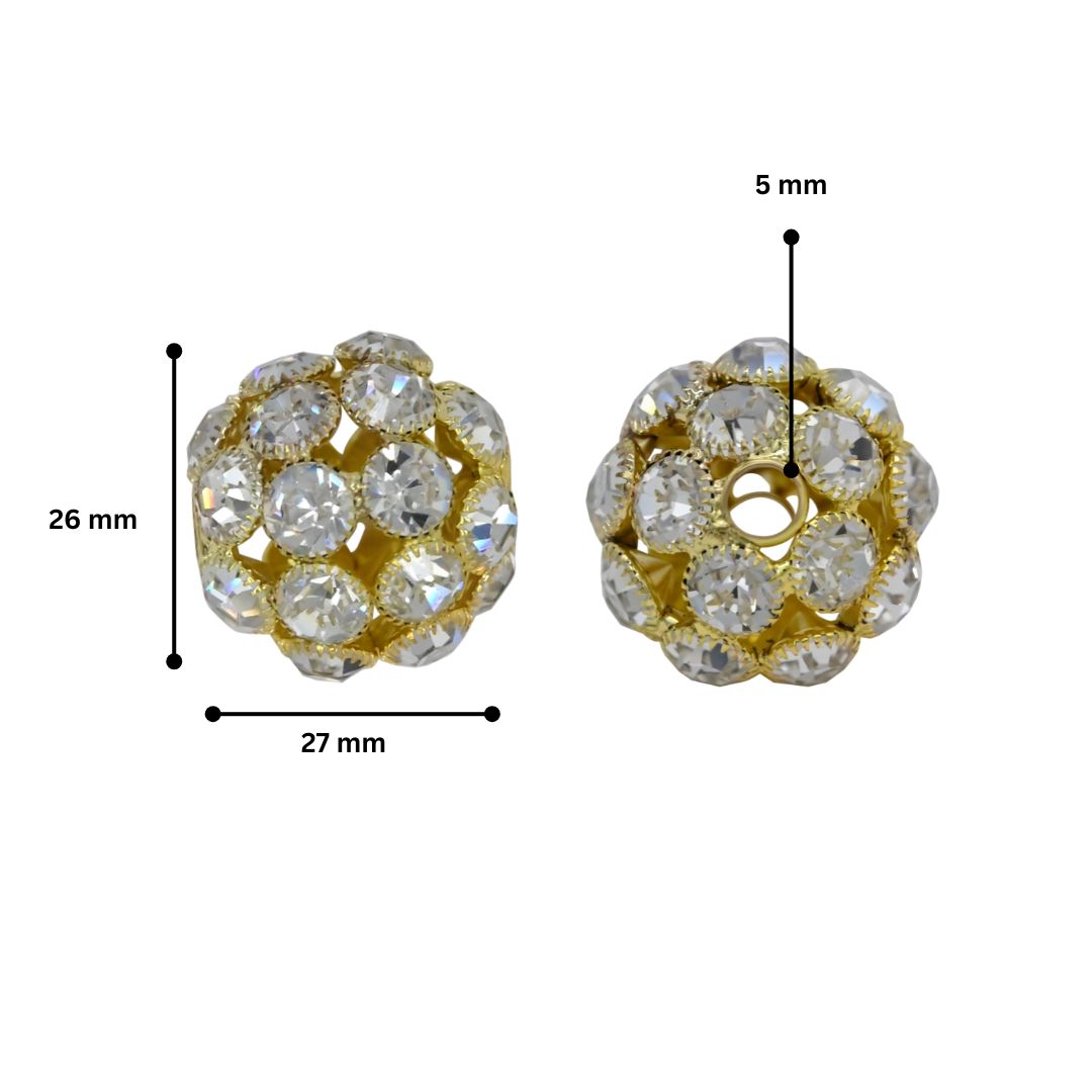 Rhinestone Spacer Beads | Size : 25mm | 2pcs | DB09