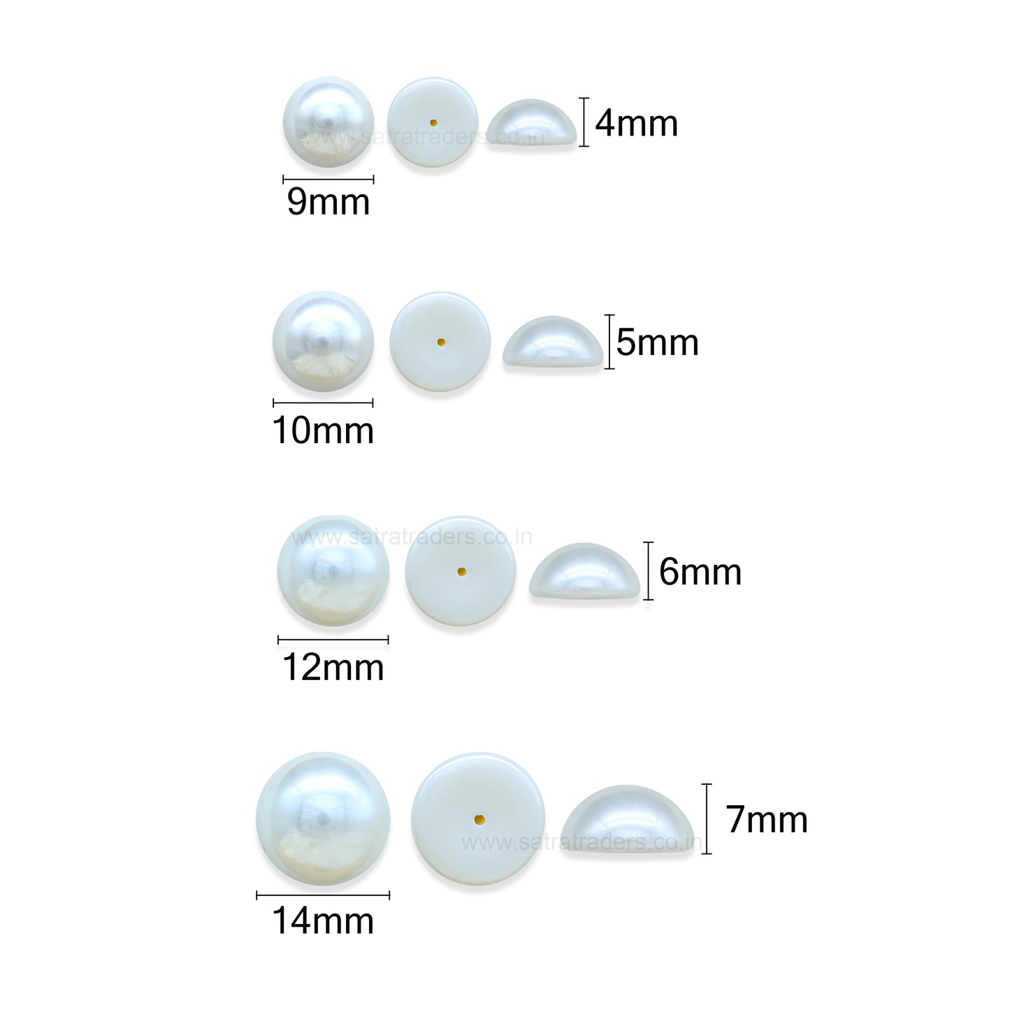 White Half Plastic Pearl Flatback Stones | PPB125
