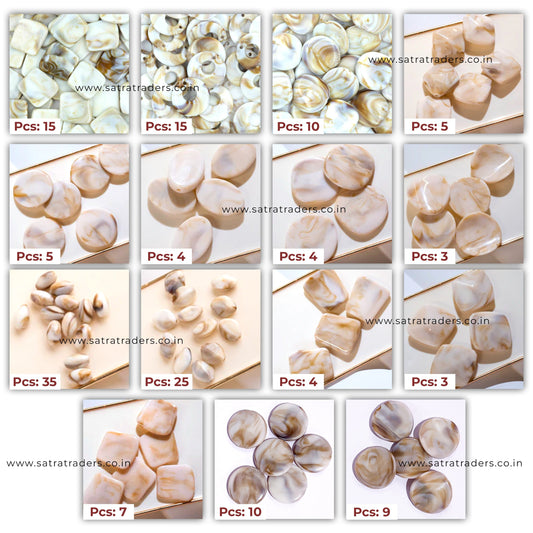 Marble Print Plastic Beads Combo Pack | 15-Designs | Qty : 154pcs | BC07