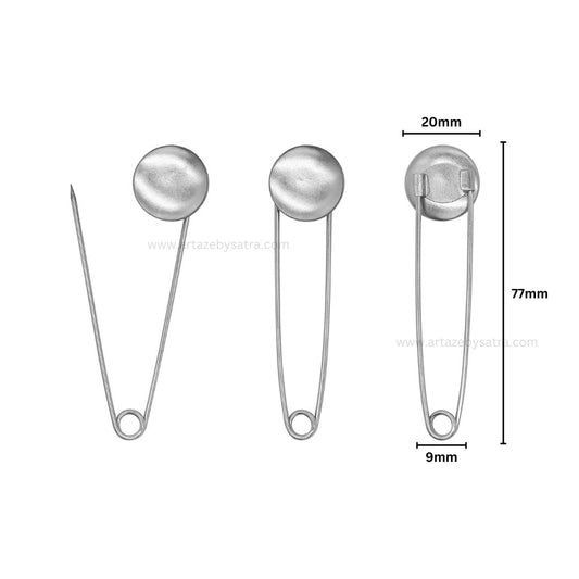 Round Brooch Pin | Size : 77mm | Qty : 6pcs | BP05