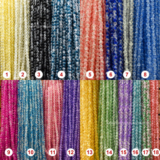 Cracked Glass Beads | Size : 8mm | Qty : 1 Line-Approx 95pcs | GB34
