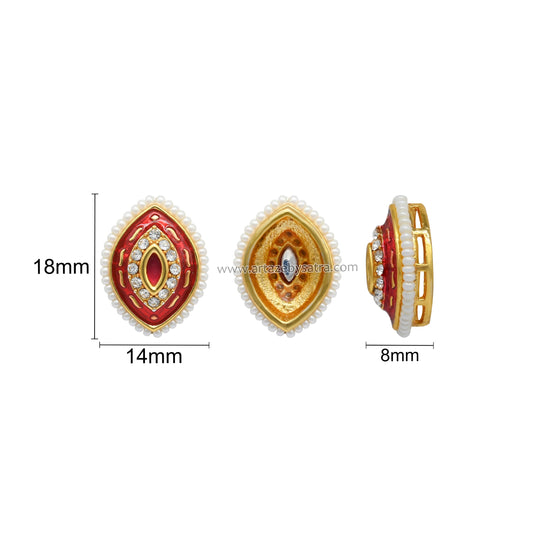 Meenakari Eye-Shape Piroi Beads | Size : 18mm | Qty : 12pcs | C-054