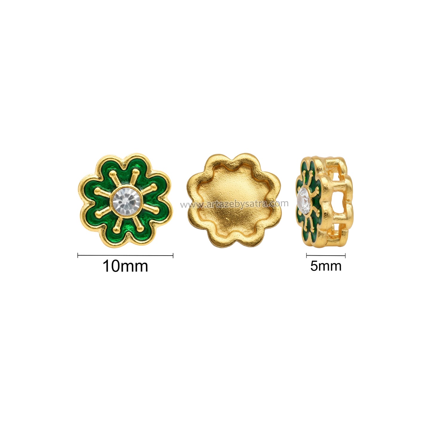 Floral Spacer Meenakari Beads | Size : 10mm | Qty : 12pcs | MKB73