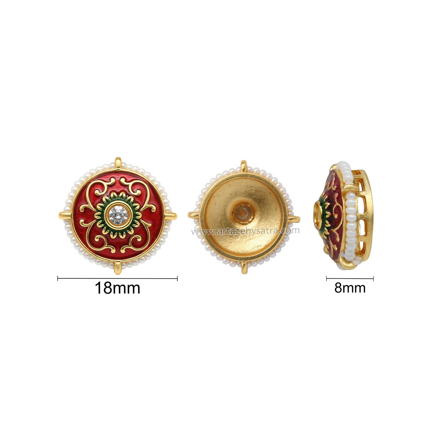 Meenakari Pearl-Bound Jewelry Connectors | Size : 18mm | Qty : 12pcs | C-1188