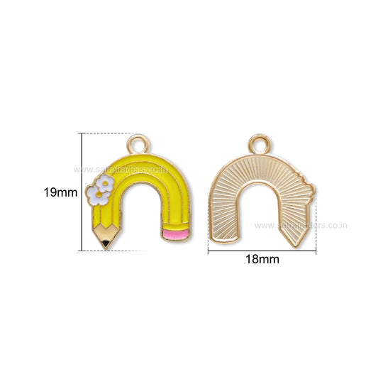 Rainbow Arc Pencil Enamel Charm| Size : 20mm | Qty : 10pcs | CHE204