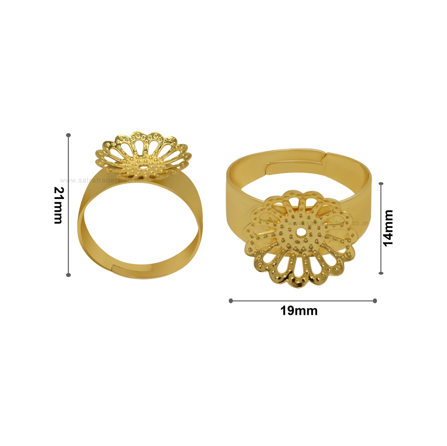 Flower Finger Ring Base | Size : 14mm | Qty : 20pcs | BF89