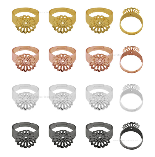Flower Finger Ring Base | Size : 14mm | Qty : 20pcs | BF89