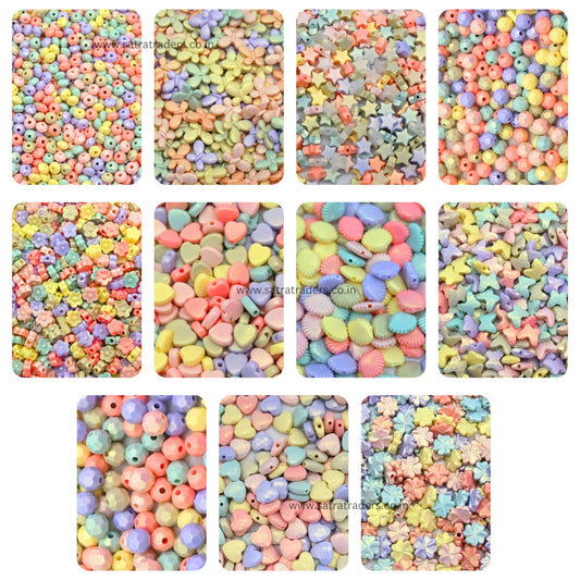 Glossy Matte Plastic Beads Combo Pack | 11 Designs | 20grms Each-1 | BC06
