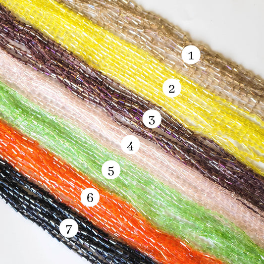 Pencil Rainbow Beads | Size : 3*5 | Qty : 5 Line-approx 98 Beads perline | GB59