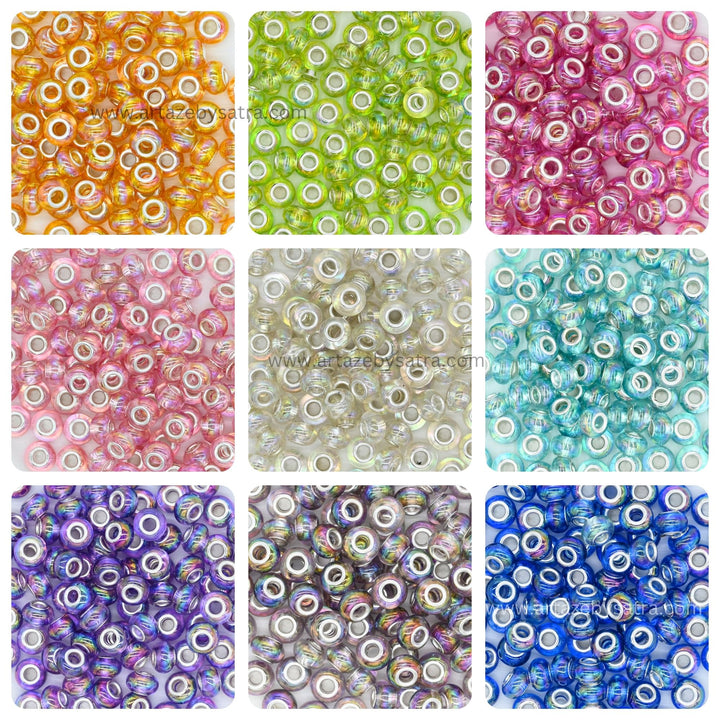 Rainbow European Acrylic Pearl Charm Spacer Beads | Size : 12mm | Qty : 12pcs