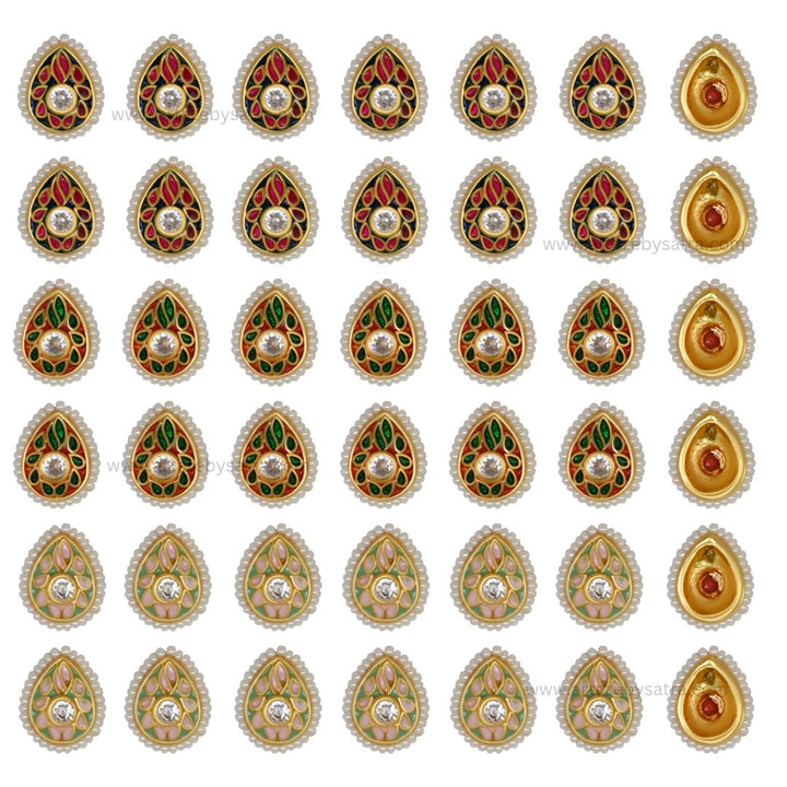 Meenakari Kundan Beads | Size : 15mm | Qty : 12pcs | C-663