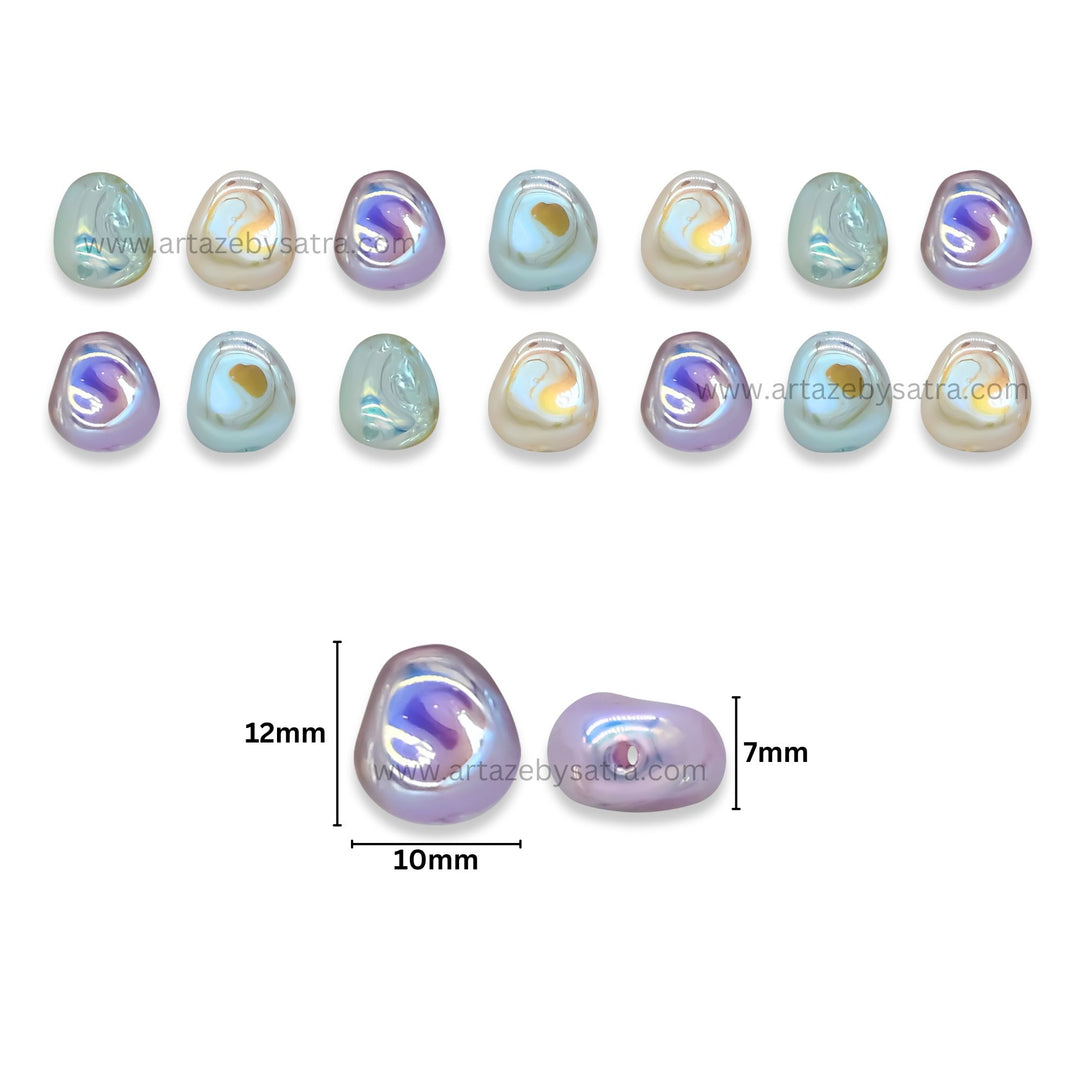 Exclusive Glossy Uncut Beads | Size : 12mm | Qty : 6pcs