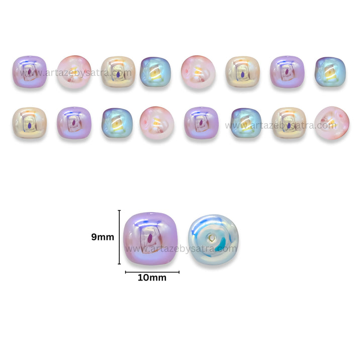 Exclusive Glossy Square Uncut Beads | Size : 9mm | Qty : 6pcs