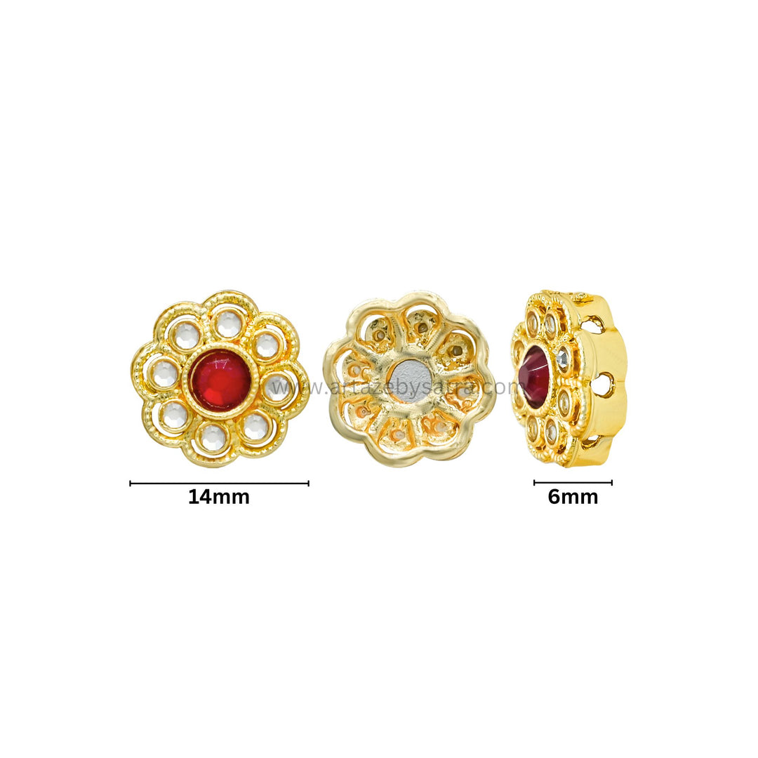 Flower Meenakari Kundan Beads | Size : 14mm | Qty : 12pcs | MK34