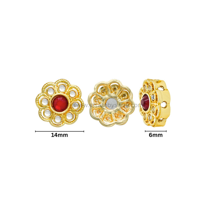 Flower Meenakari Kundan Beads | Size : 14mm | Qty : 12pcs | MK34