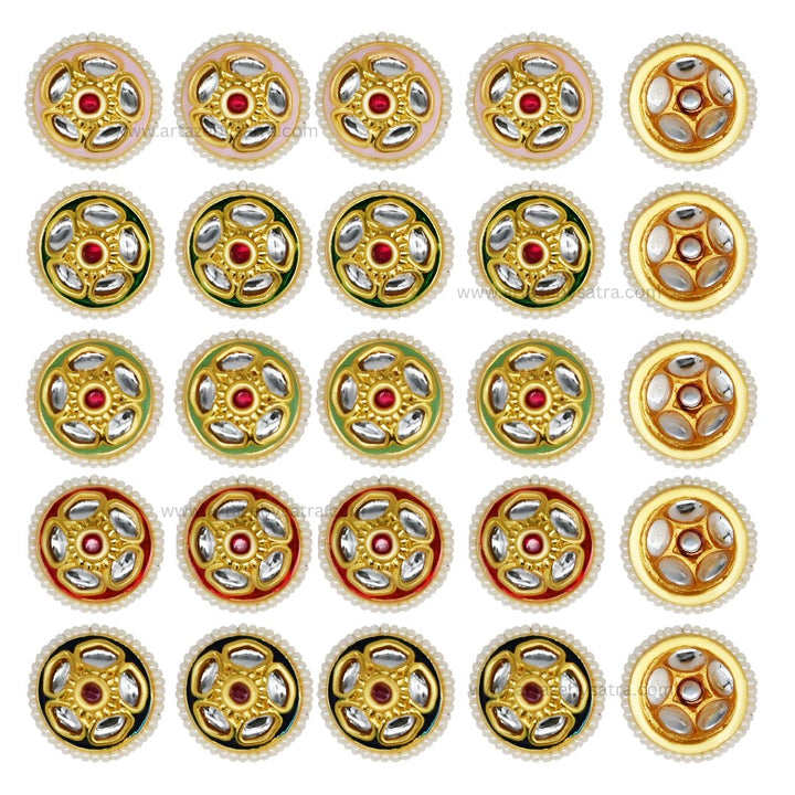 Meenakari Kundan Beads | Size : 17mm | Qty : 12pcs | C-285
