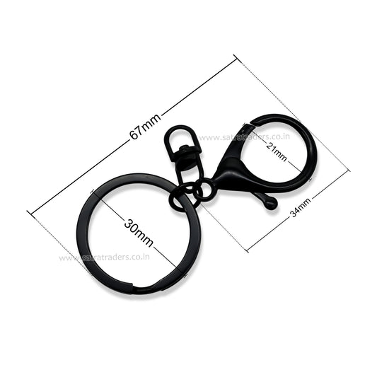 Matt Black Lobster Claw Clasp | Size : 67mm | Qty : 10pcs | BF136