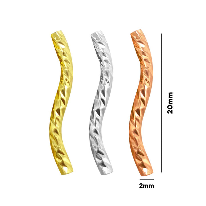 18k Brass Curved Tube Pipe Beads | Size : 20mm | 10pcs | BF135