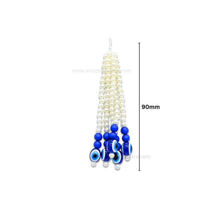 Evil Eye & Pearl Beaded Tassels | Size : 90mm | Qty : 10pcs | No.9