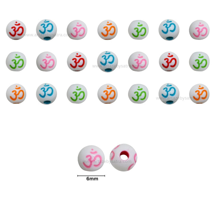 Om Pastel Plastic Beads | Size : 6mm | PB03