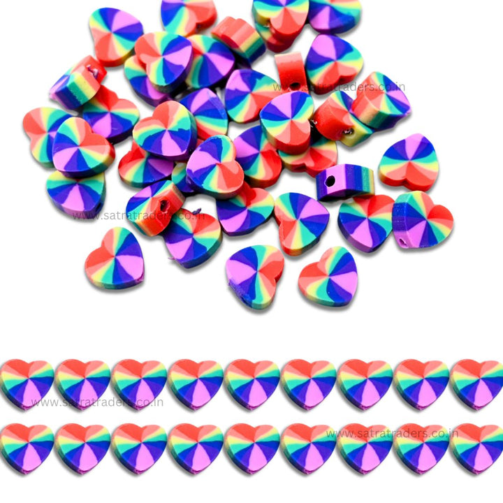 Heart Polymer Clay Fimo Beads | Size 6mm Thickness 2mm | 1String 40 pcs | FB08a