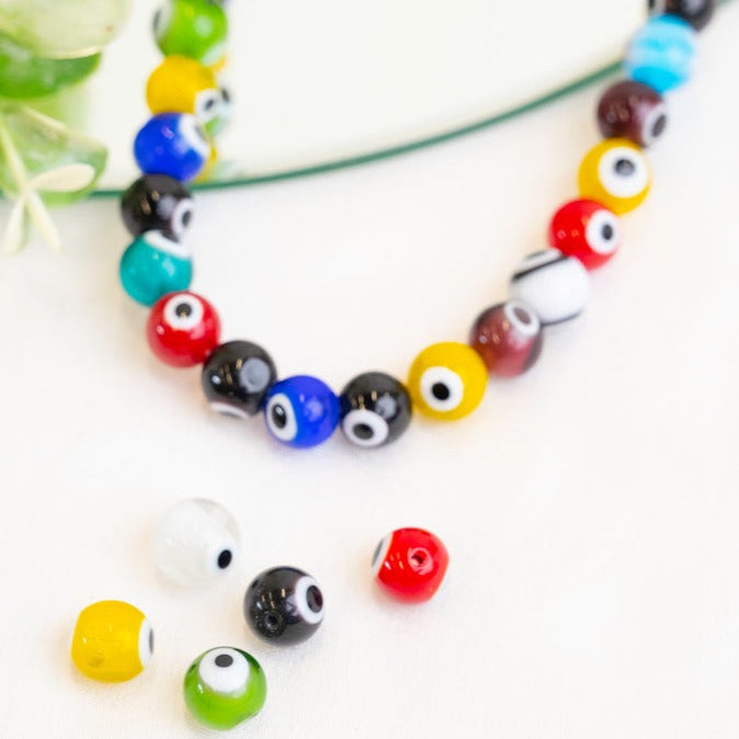 Multicolor Evil Eye Glass Beads | 1 String | GB93