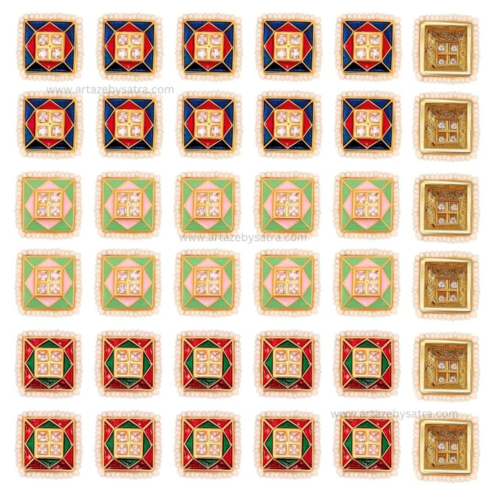 Meenakari Kundan Beads | Size : 15mm | Qty : 12pcs | C-665