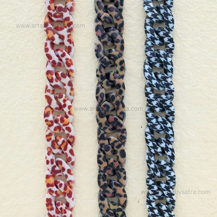 Animal Print Acrylic Chains | Size : H-16mm W-22mm | Qty : 1mtr | AC22