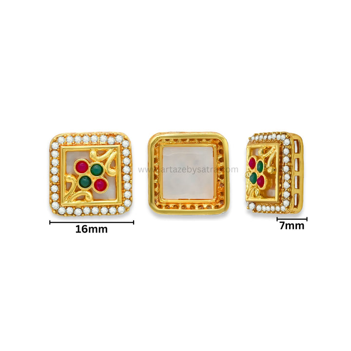 Square Meenakari Kundan Beads | Size : 19mm | Qty : 12pcs | MK22