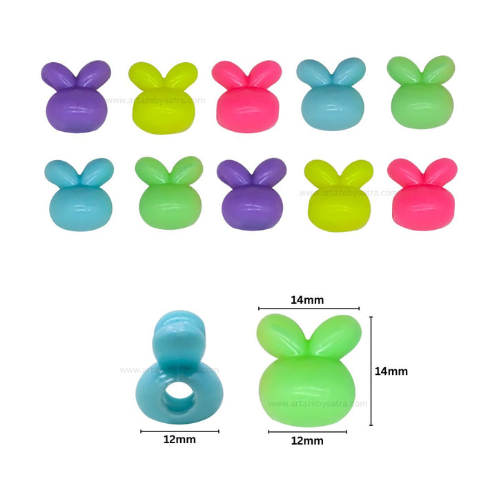 Assorted Rabbit Plastic Beads | Size : 14mm | PB70