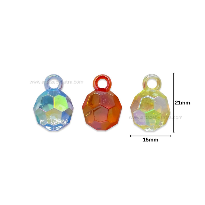 Faceted Round AB Beads Plastic Beads (1 Hole) | Size : 21mm | Qty : 10pcs