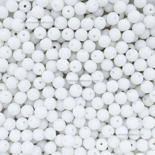 White Plastic Beads | Qty : 500g (approx 1990pcs)