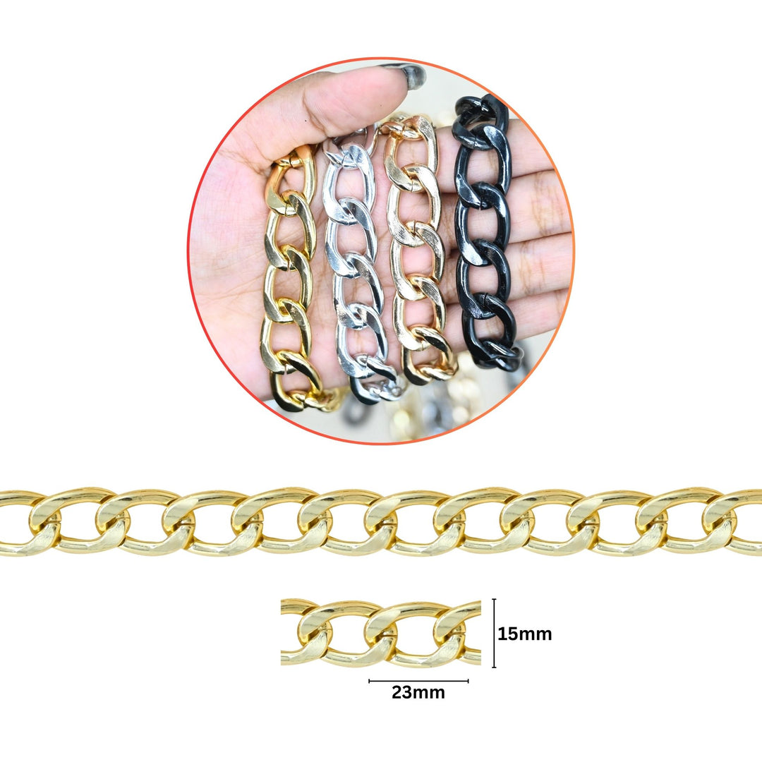 Aluminium Chain | Size : W-15mm H-23mm | Qty : 1mtr | JT-19-35-39