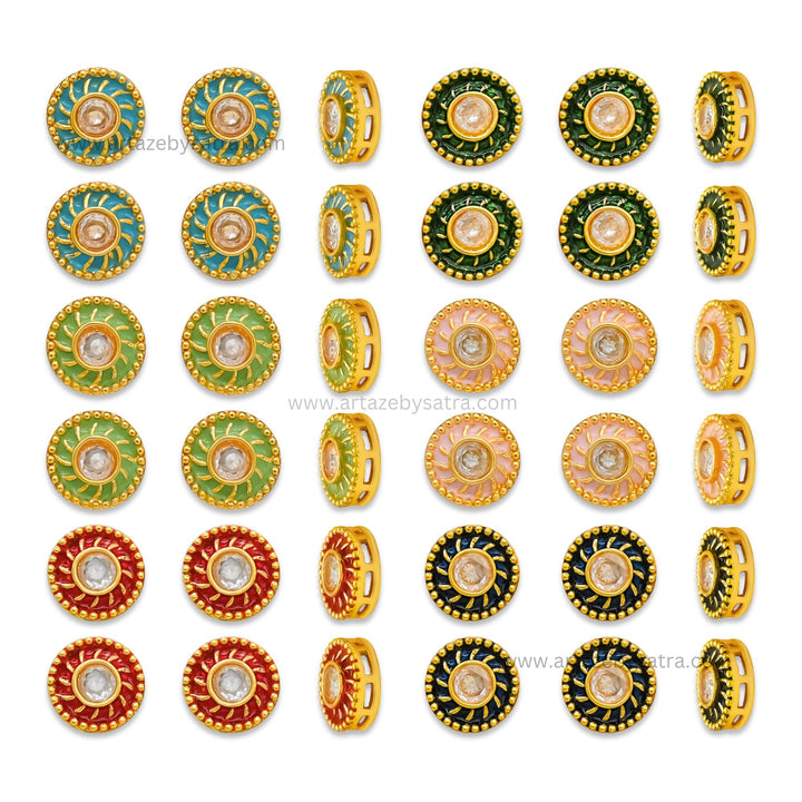 Round Shape  Meenakari Kundan Beads | Size : 11mm | Qty : 12pcs | MK30