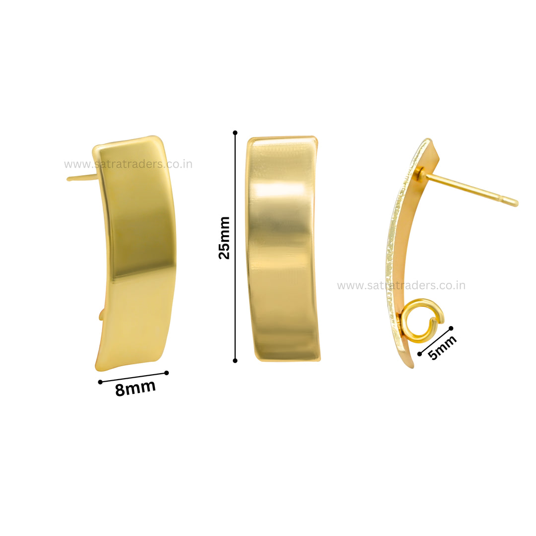 Rectangle Shape Metal Base Earring Stud | Size : 26mm | 6pcs (3 Pair) | EF61