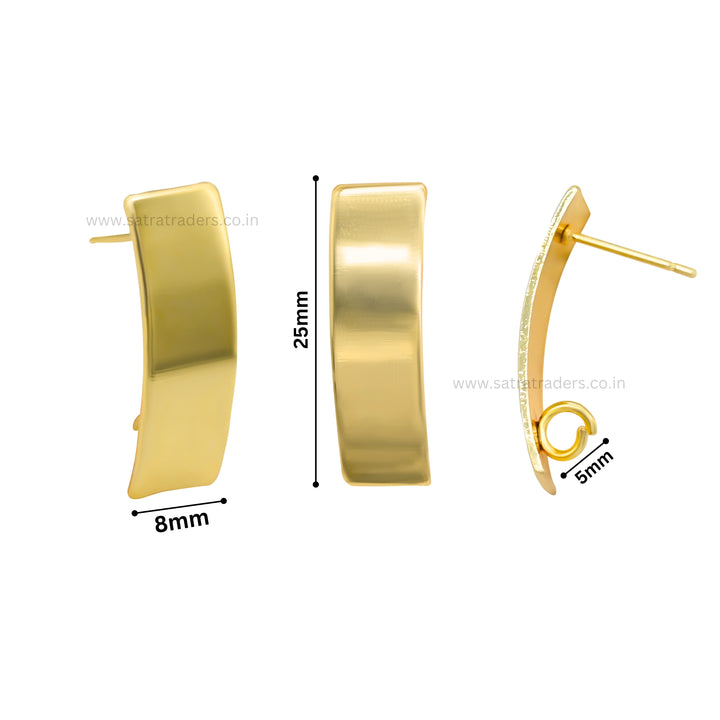 Rectangle Shape Metal Base Earring Stud | Size : 26mm | 6pcs (3 Pair) | EF61