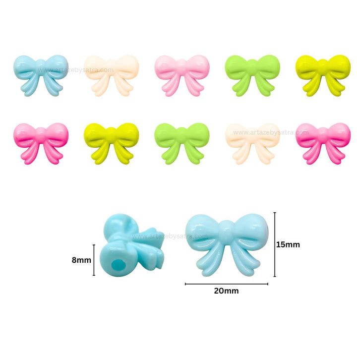 Bow Pastel Plastic Beads | Size : 20mm | PB151
