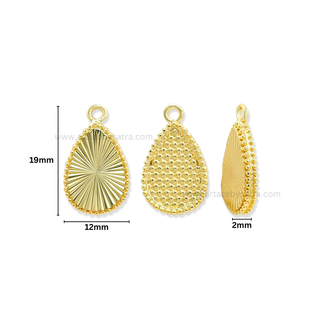 Brass Teardrop Charms | High Quality | Size : 18mm | Qty : 2pcs