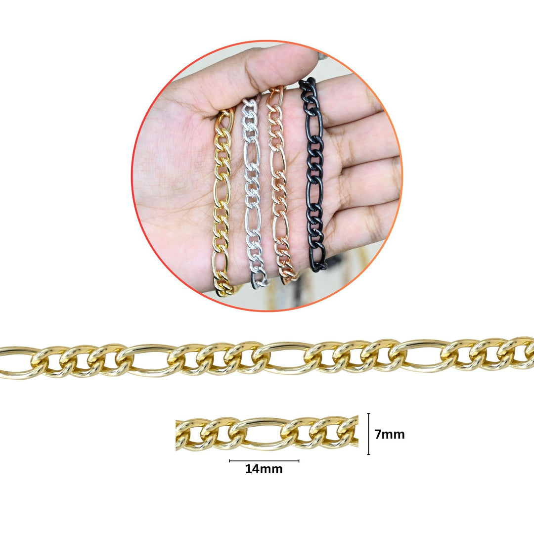 Aluminium Chain | Size : W-7mm H-14mm | Qty : 1mtr | JT-19-35-45