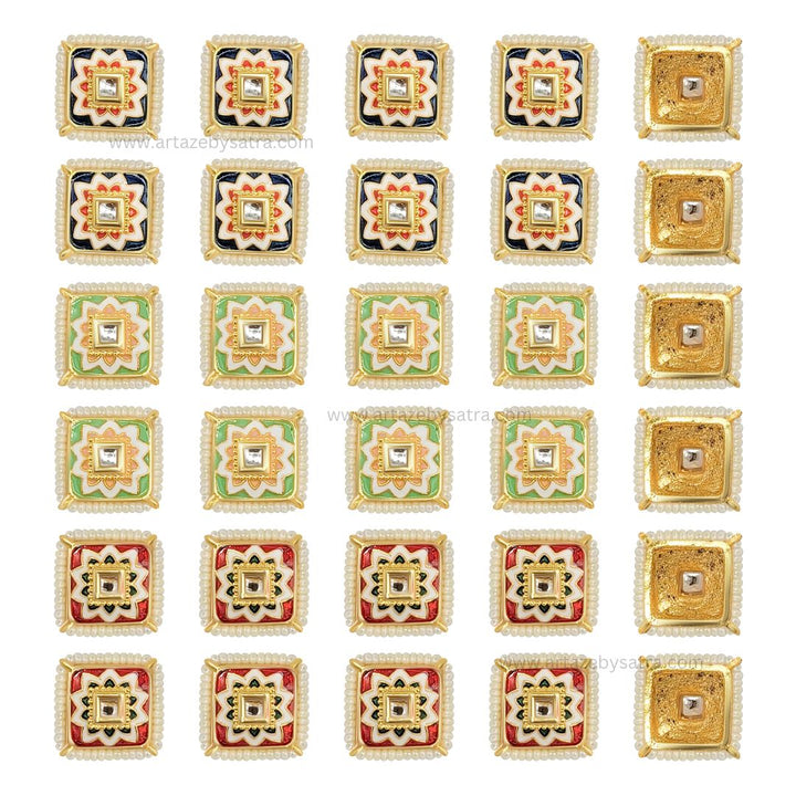 Meenakari Kundan Beads | Size : 15mm | Qty : 12pcs | C-867