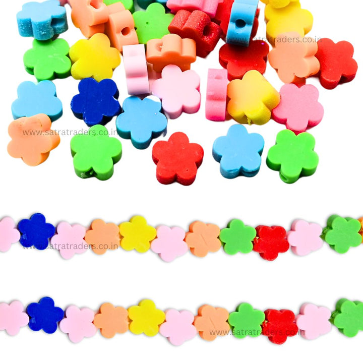 Plain Flower Polymer Clay Fimo Beads | Size: 6mm (W) Thickness 2mm | 1string 40 pcs | FB14
