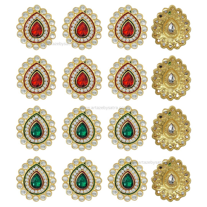 Meenakari Kundan Beads | Size : 42mm | Qty : 2pcs | MKB12